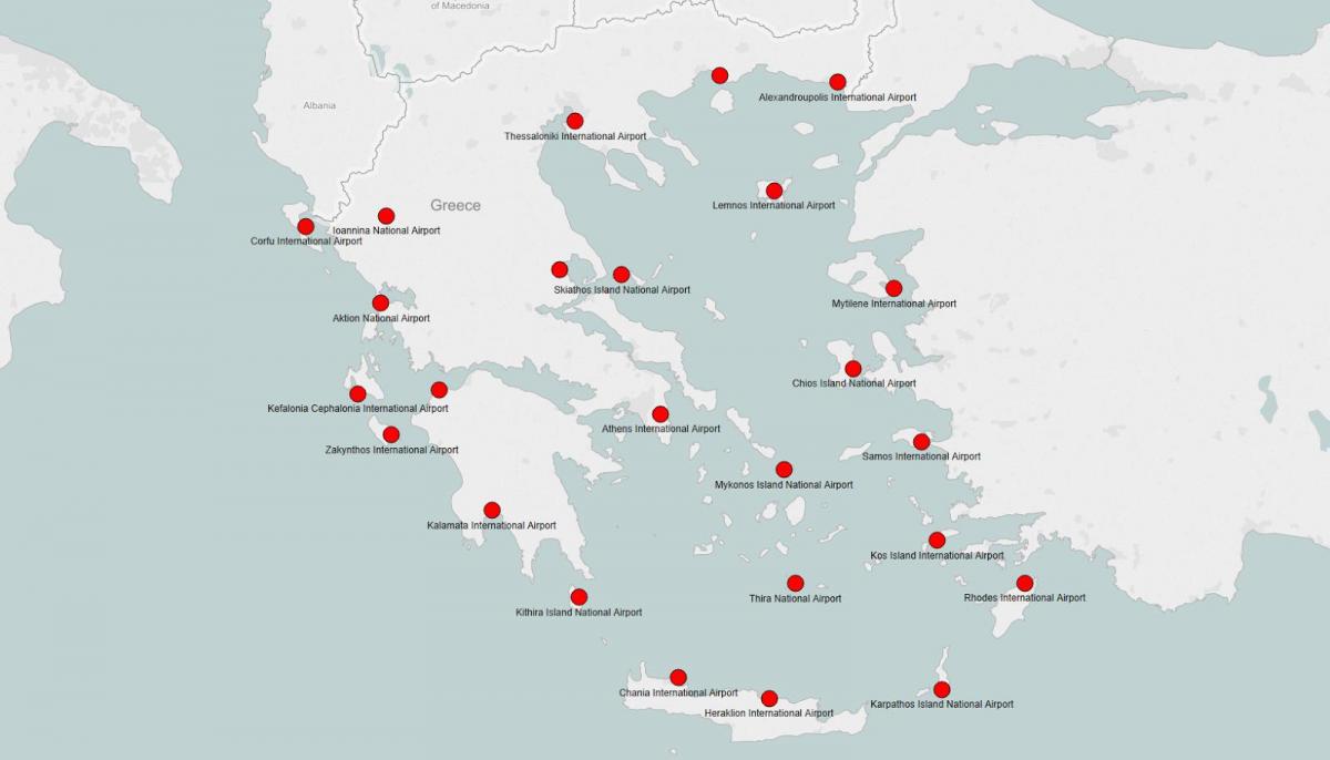 خريطة مطارات اليونان