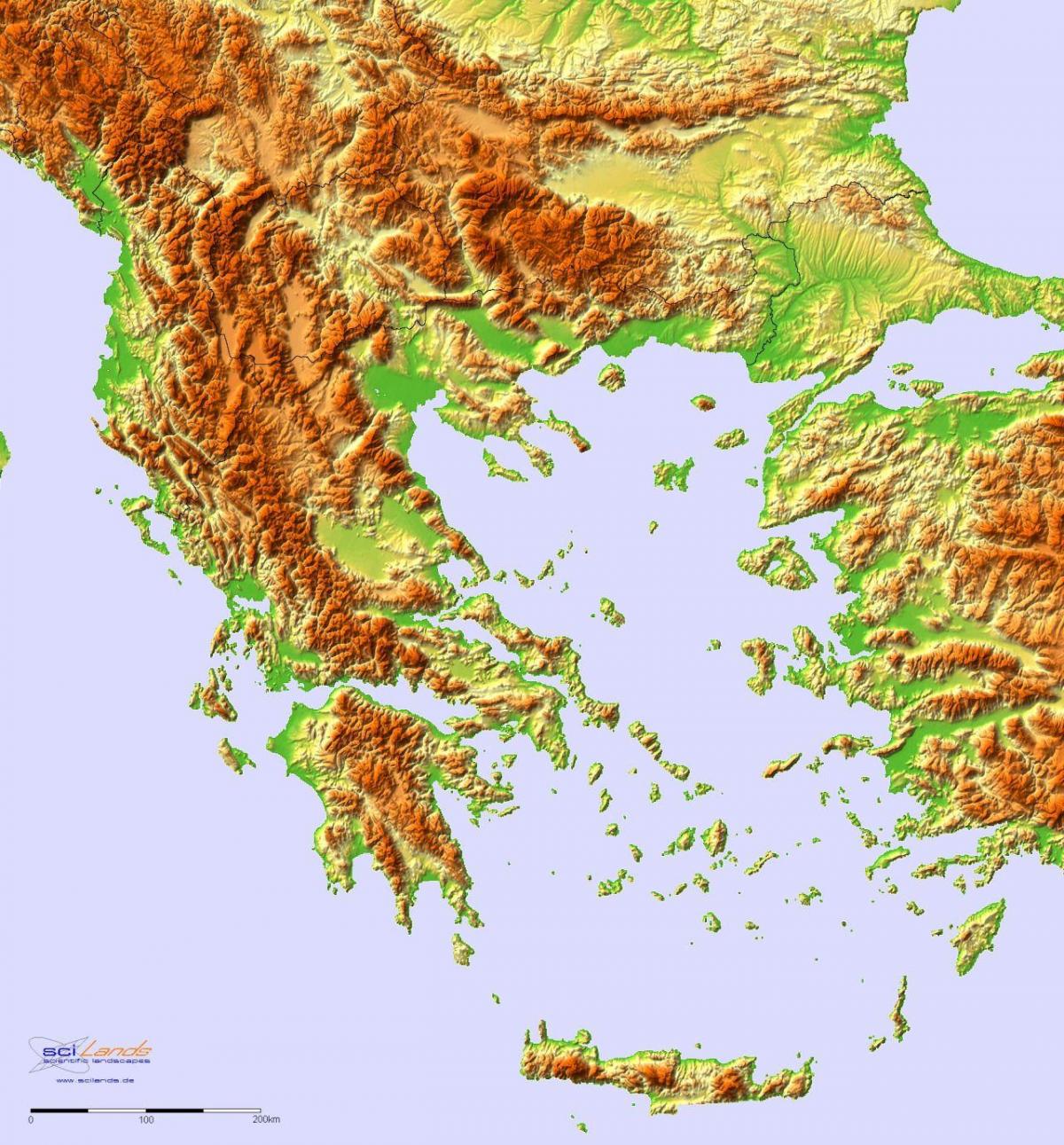 اليونان خريطة الارتفاع